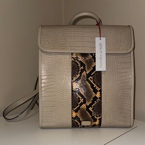 Luxurious Beige and Snake Pattern Backpack